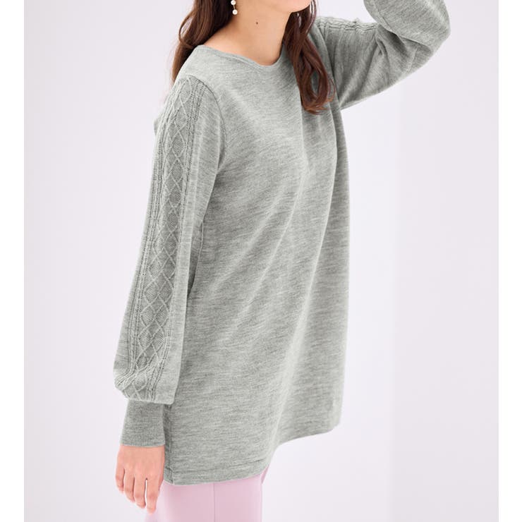 カシミヤタッチ袖ケーブルニットチュニック | alotta | 詳細画像22 