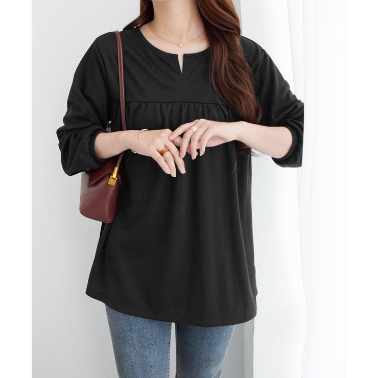 ブラック | なめらかポンチキーネックチュニック | Viola e Viola