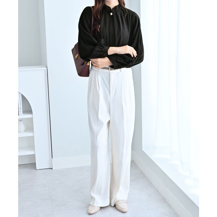 袖２ＷＡＹビジュー釦衿タックブラウス   | alotta | 詳細画像2 