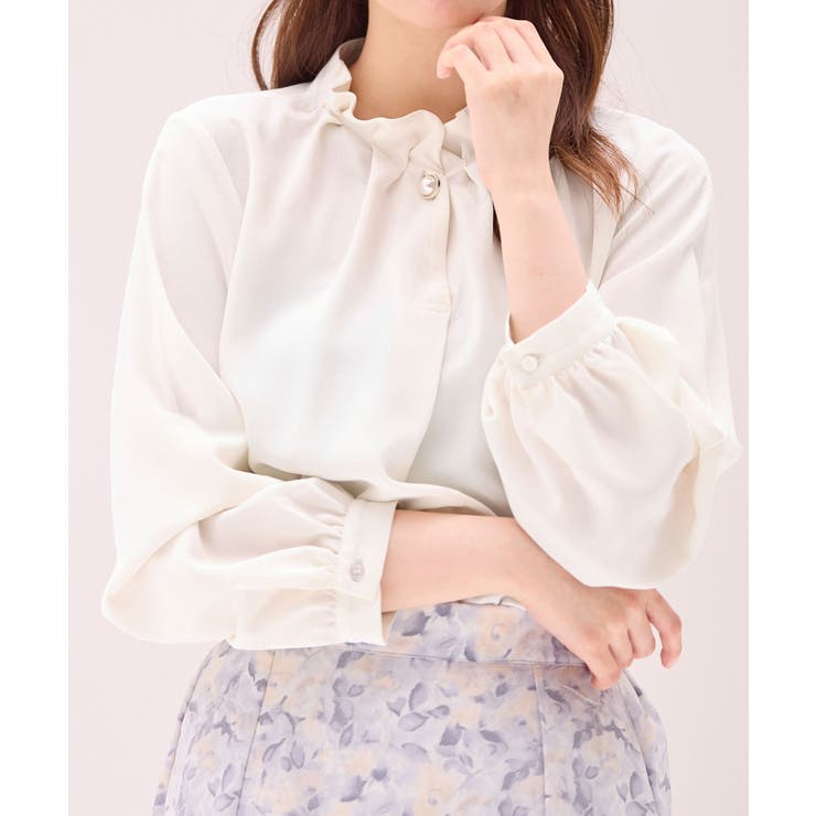 袖２ＷＡＹビジュー釦衿タックブラウス   | alotta | 詳細画像18 