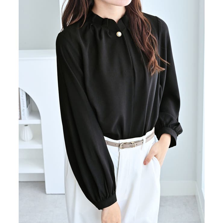 袖２ＷＡＹビジュー釦衿タックブラウス   | alotta | 詳細画像5 