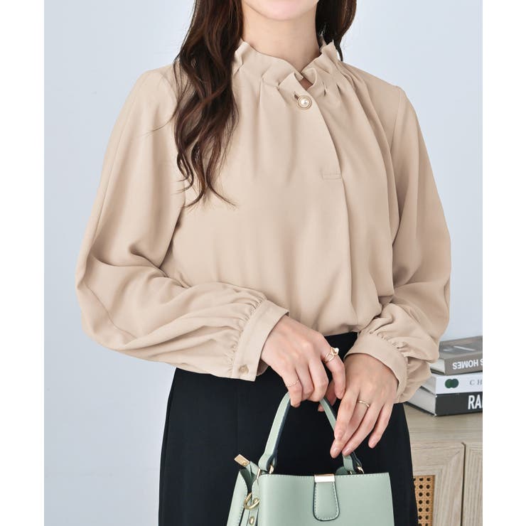 袖２ＷＡＹビジュー釦衿タックブラウス   | alotta | 詳細画像6 