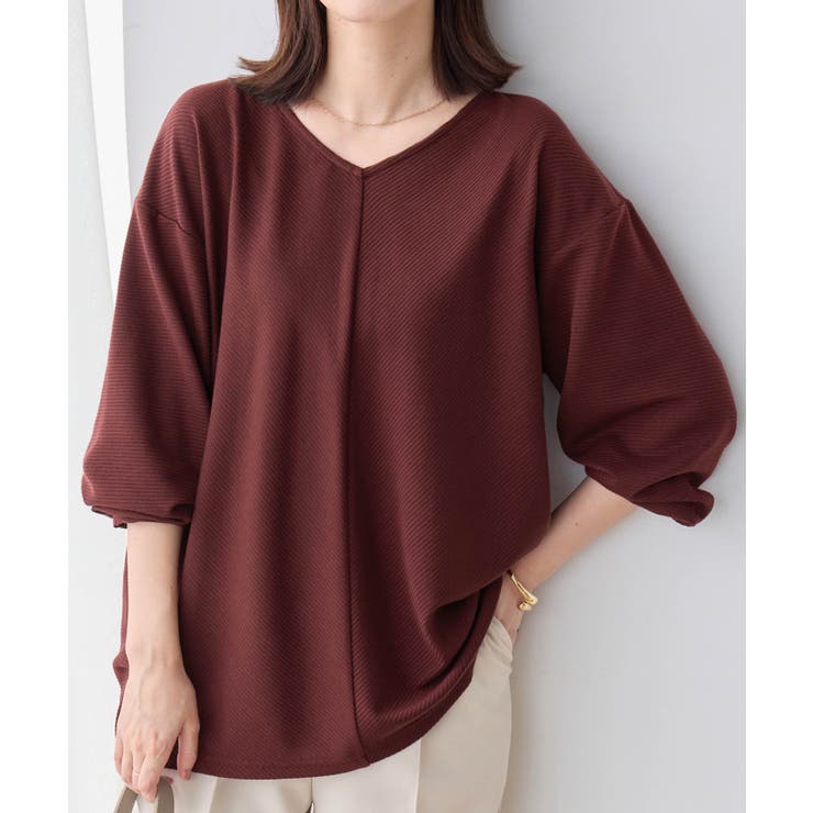 ボルドー | 細見えラインリップル切替トップス | Viola e Viola