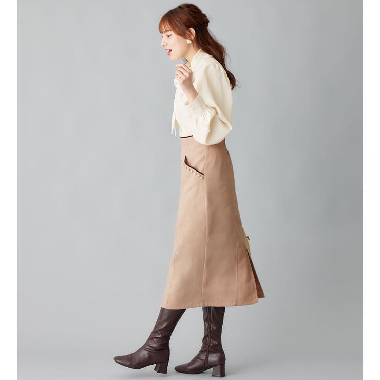 パール調ボタン付配色タイトスカート    | alotta | 詳細画像14 