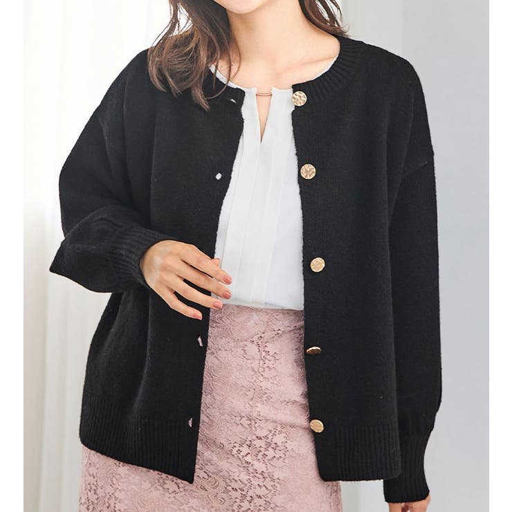 ブラック | 洗える！ふんわりタッチカーディガン | alotta