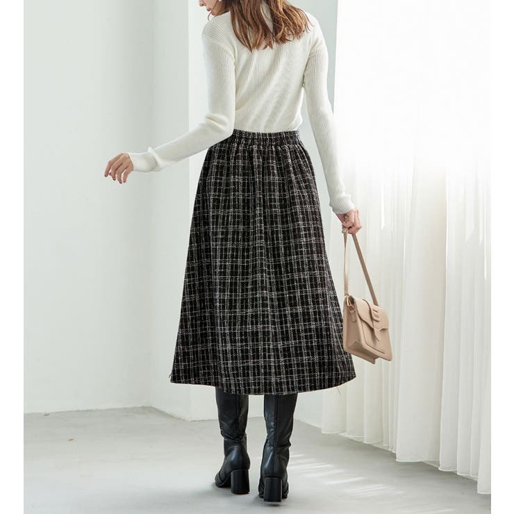 高見えツイードチェックフレアースカート | alotta | 詳細画像12 