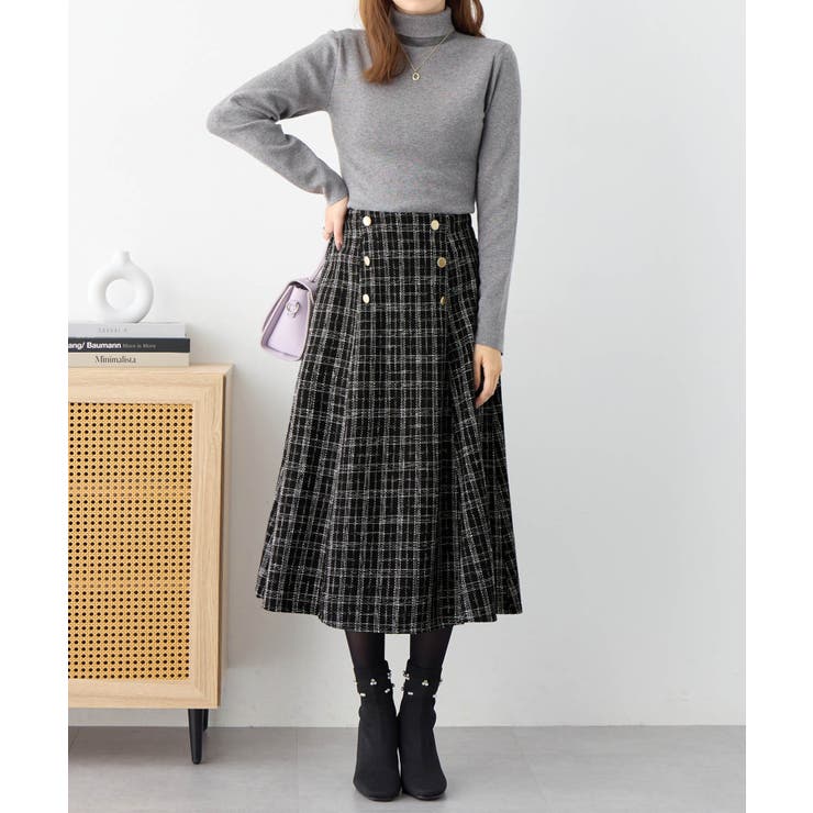 高見えツイードチェックフレアースカート | alotta | 詳細画像2 