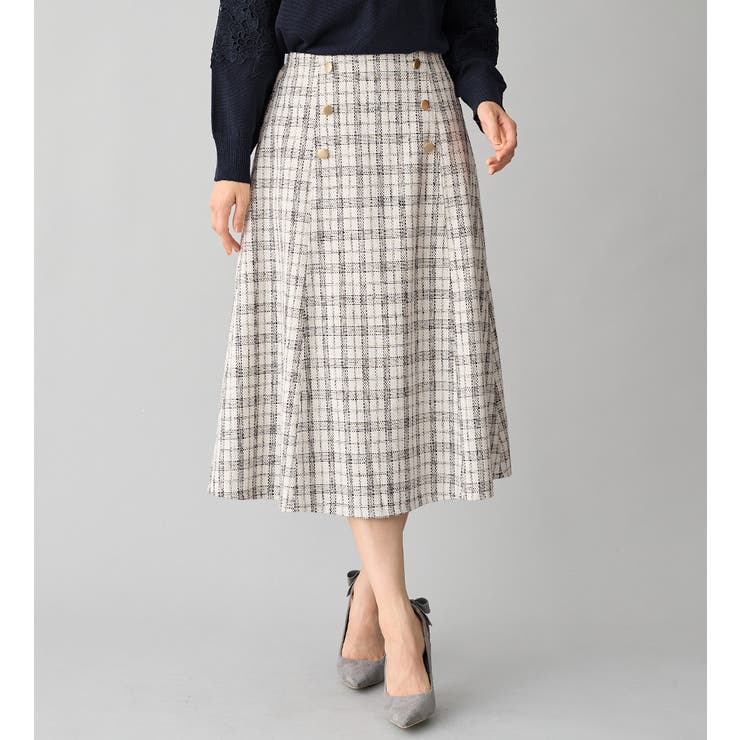高見えツイードチェックフレアースカート | alotta | 詳細画像18 