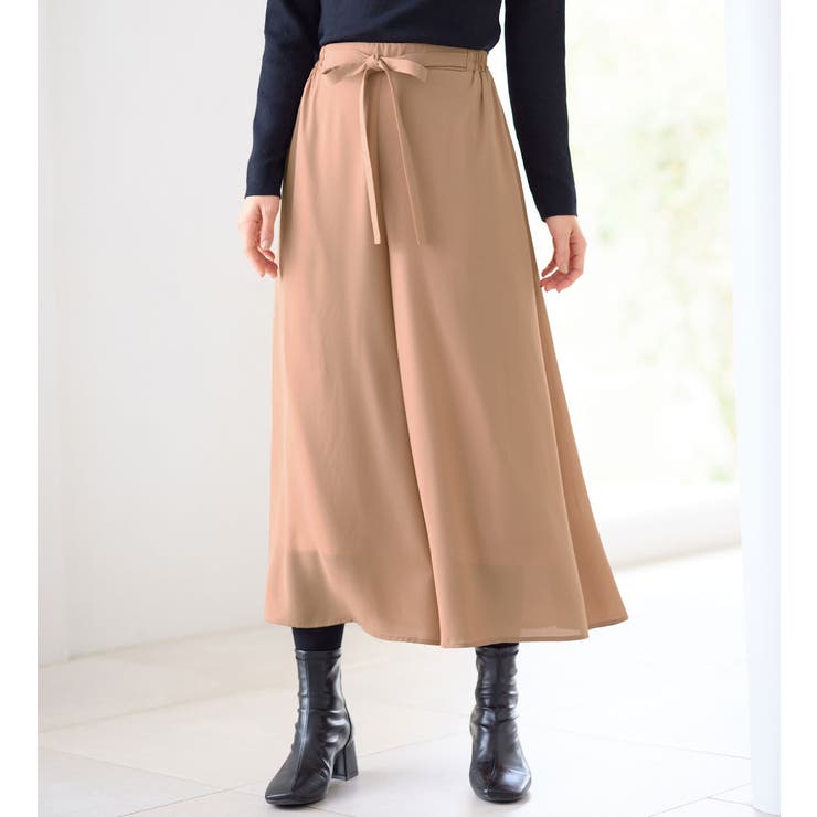 オレンジベージュ | あったか裏地付ふんわりワイドパンツ | alotta