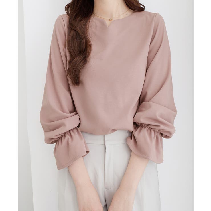 【裏起毛】キャンディースリーブハートネックブラウス | alotta | 詳細画像11 