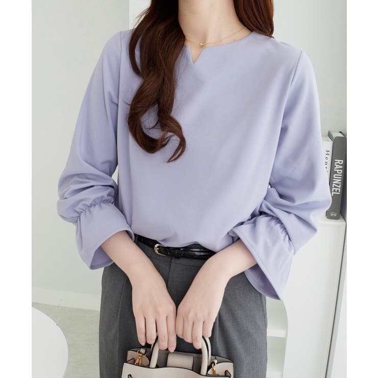 【裏起毛】キャンディースリーブハートネックブラウス | alotta | 詳細画像27 