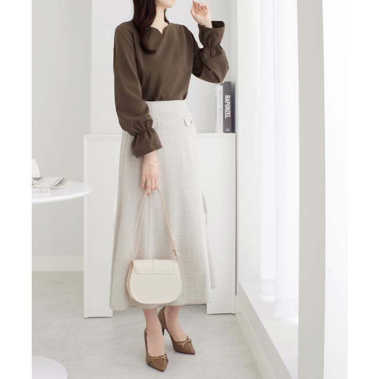 【裏起毛】キャンディースリーブハートネックブラウス | alotta | 詳細画像37 