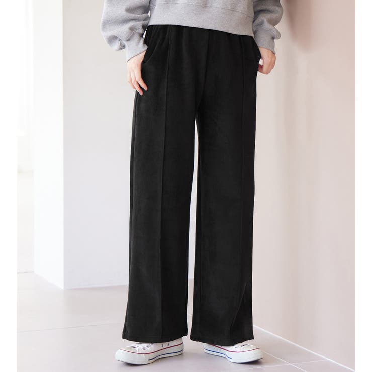 ブラック | 毛布のような温かさ楽ぽか裏ファーストレートパンツ | Viola e Viola