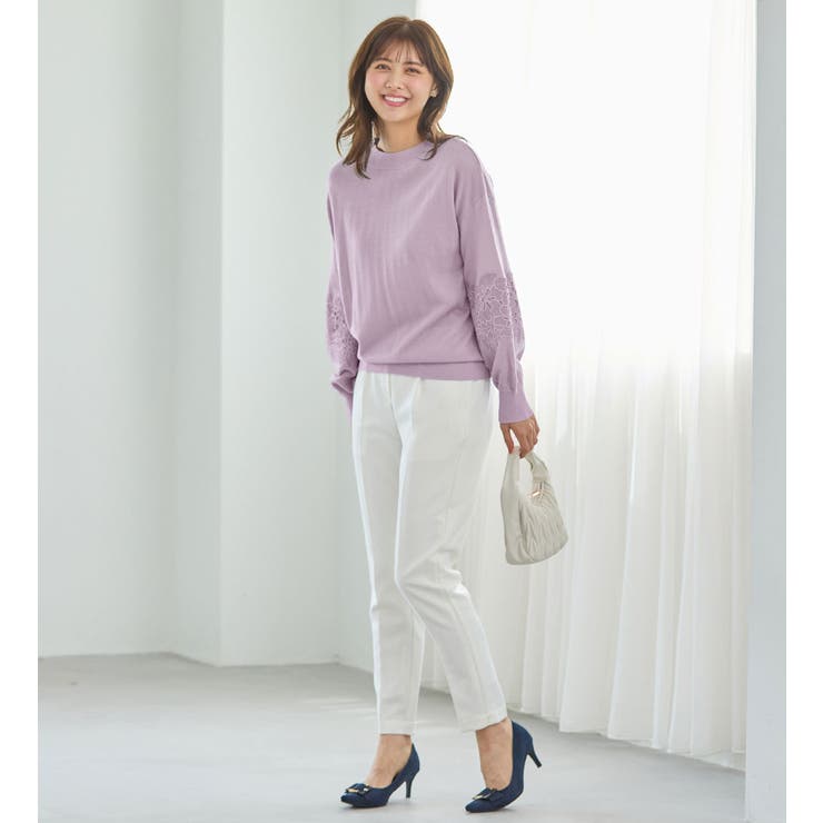 カシミヤタッチふんわり袖レースニット | alotta | 詳細画像10 