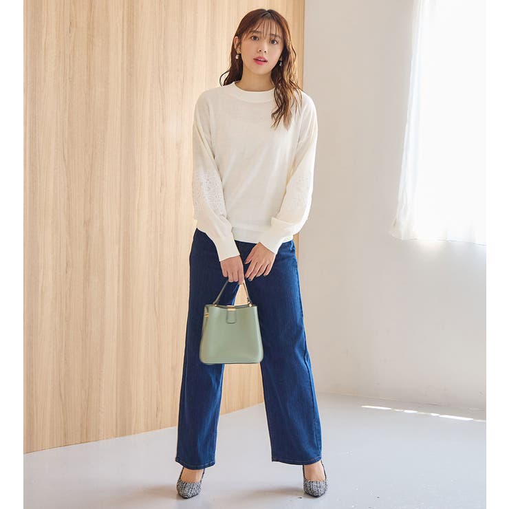 カシミヤタッチふんわり袖レースニット | alotta | 詳細画像17 