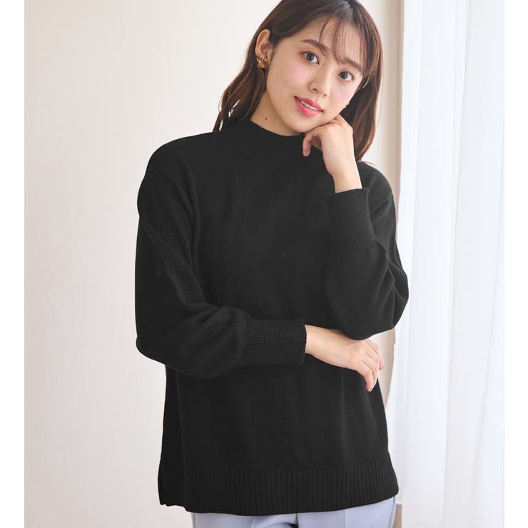 黒 ハイネックプルオーバー ハイネックニットプルオーバー[品番：ATTW0007320]｜alotta（アロッタ