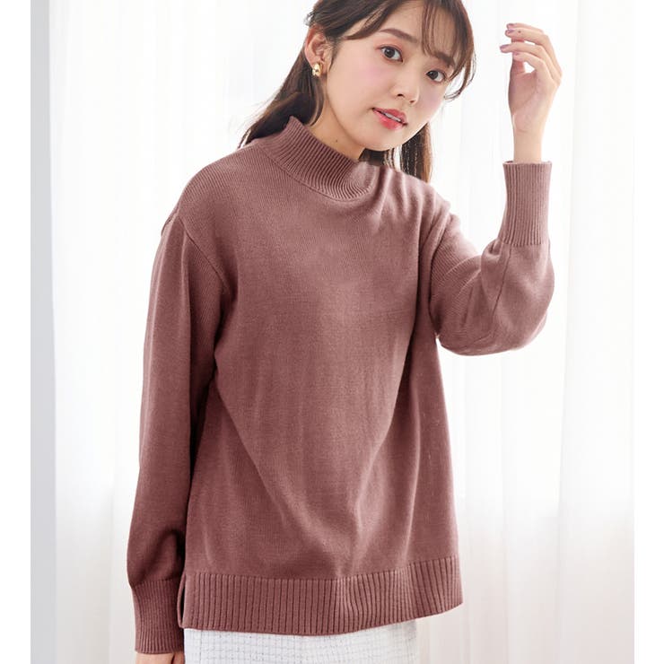 スモーキーピンク | ハイネックニットプルオーバー | alotta