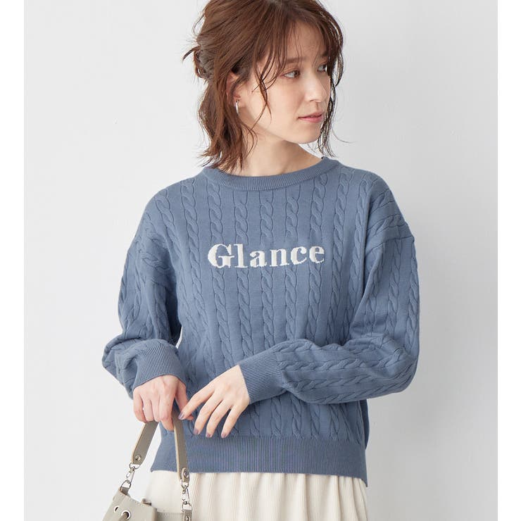 洗えるもちもちロゴ刺しゅうケーブルニット | Viola e Viola | 詳細画像1 