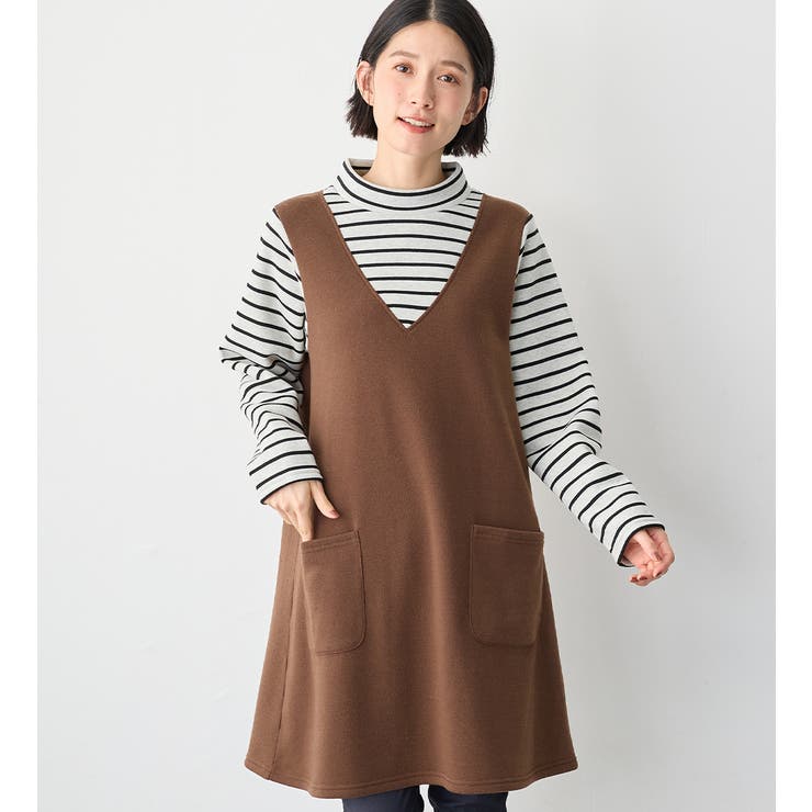 あったか裏起毛ジャンスカ風ドッキングワ[品番：ATTW0007346]｜Viola e