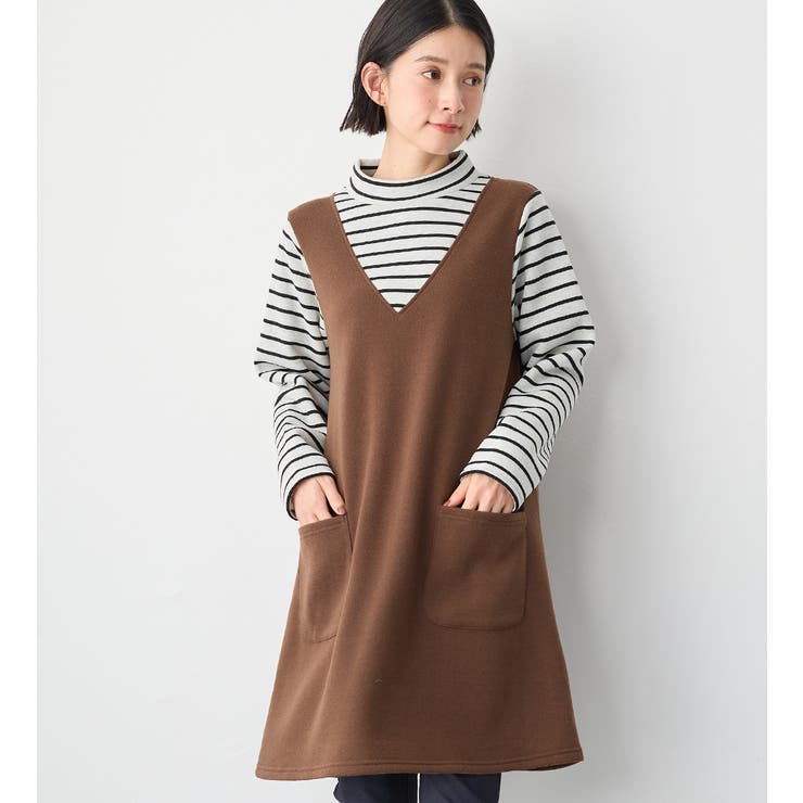 モカクロボーダー | あったか裏起毛ジャンスカ風ドッキングワ | Viola e Viola