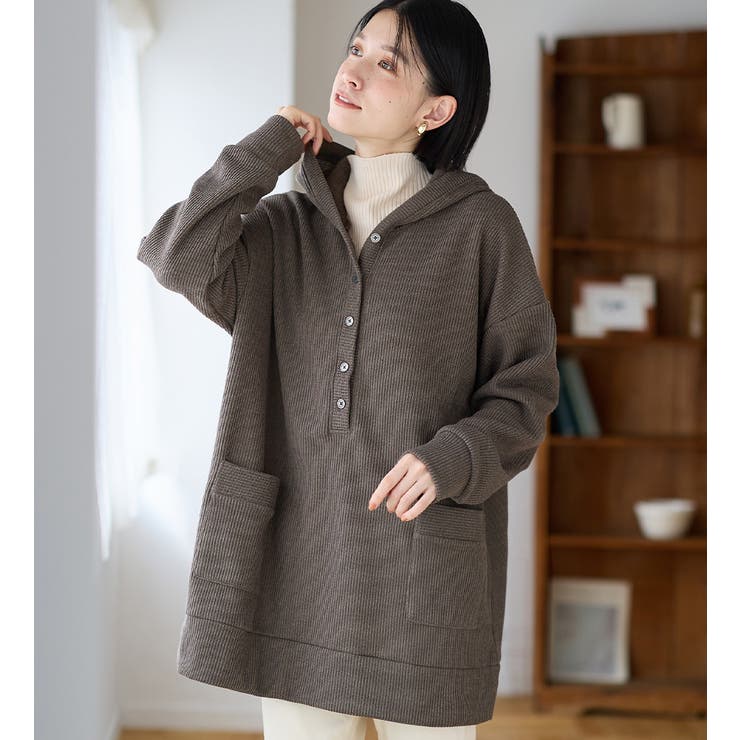 モカ | ニット風カットソーパーカーチュニック | Viola e Viola