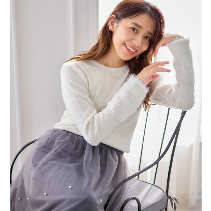 袖口フェザー切替ニットプルオーバー    | alotta | 詳細画像5 