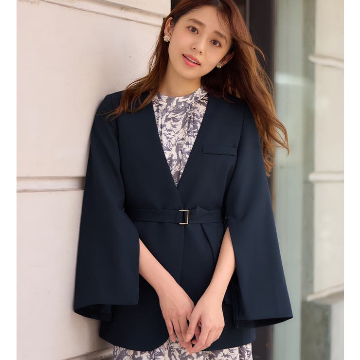 袖ファスナー付ノーカラージャケット    | alotta | 詳細画像1 