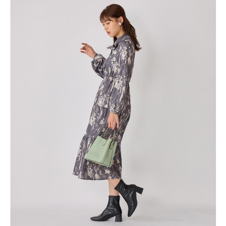 ニュアンス柄ボウタイ付ワンピース     | alotta | 詳細画像14 