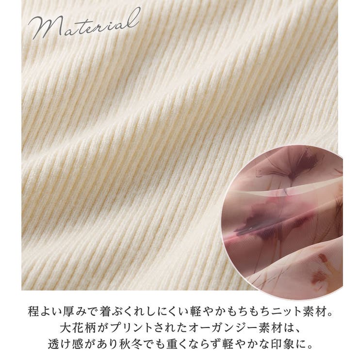 オーガンジーフラワードッキングワンピース[品番：ATTW0007499