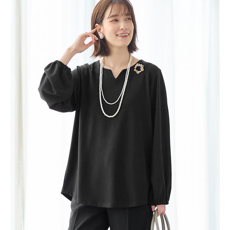 ブラック | らくキレイ キーネックチュニックブラウス | Viola e Viola