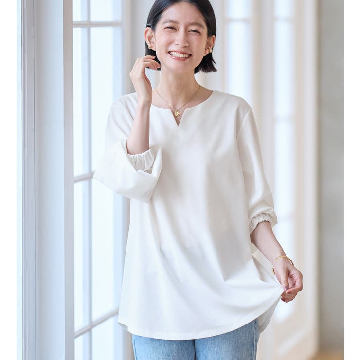 オフホワイト | らくキレイ キーネックチュニックブラウス | Viola e Viola