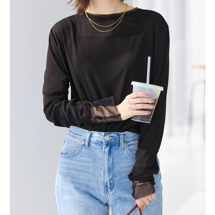 程よい透け感大人シアー素材切替トップス  | Viola e Viola | 詳細画像12 