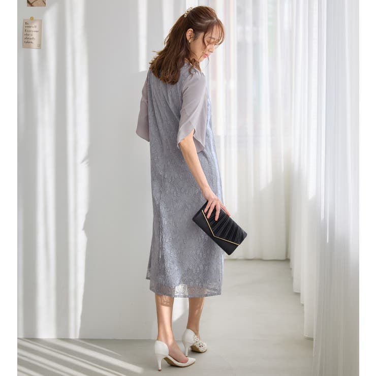 華やかラメレースチューリップ袖ワンピース | alotta | 詳細画像17 