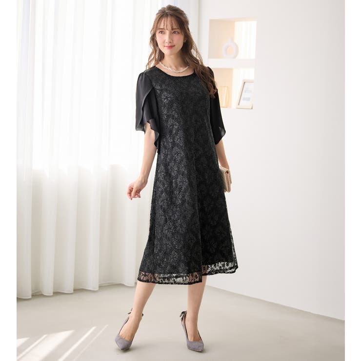 華やかラメレースチューリップ袖ワンピース | alotta | 詳細画像22 