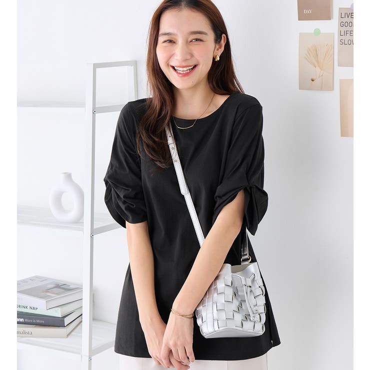 ブラック | 綿１００％袖タックチュニック | Viola e Viola