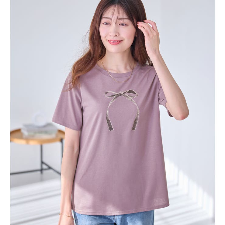 大人かわいいプリント綿混Ｔシャツ | alotta | 詳細画像9 