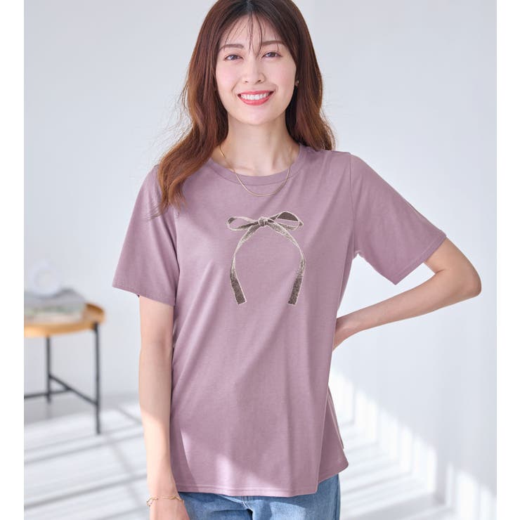 大人かわいいプリント綿混Ｔシャツ | alotta | 詳細画像10 