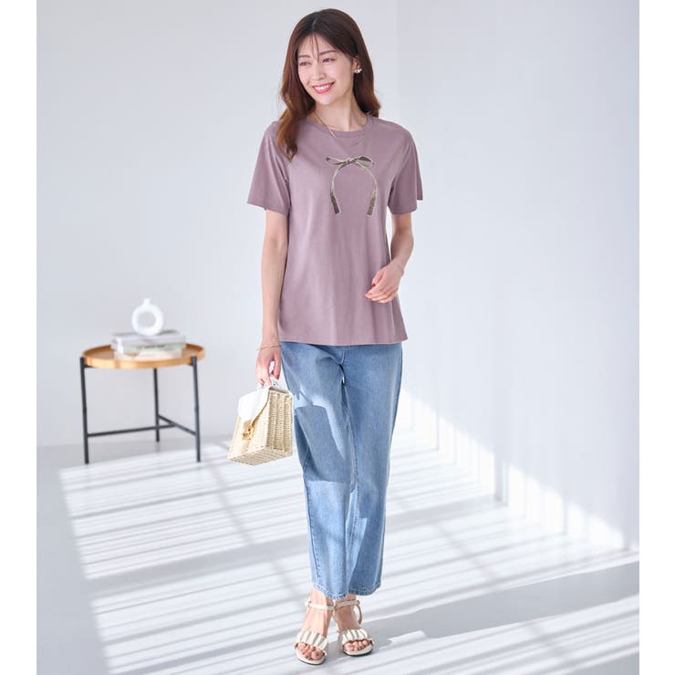 大人かわいいプリント綿混Ｔシャツ | alotta | 詳細画像11 