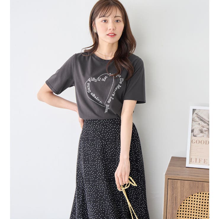 大人かわいいプリント綿混Ｔシャツ | alotta | 詳細画像19 