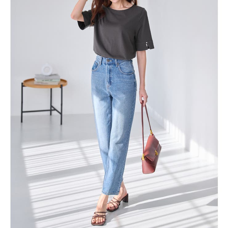 ５分袖パール調ボタンＴシャツ | alotta | 詳細画像14 