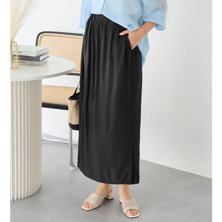 ブラック | 丈切れる！楽ちんジャカードナロースカート | Viola e Viola