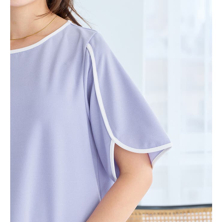 配色デザインチューリップ袖Ｔシャツブラウス | alotta | 詳細画像10 