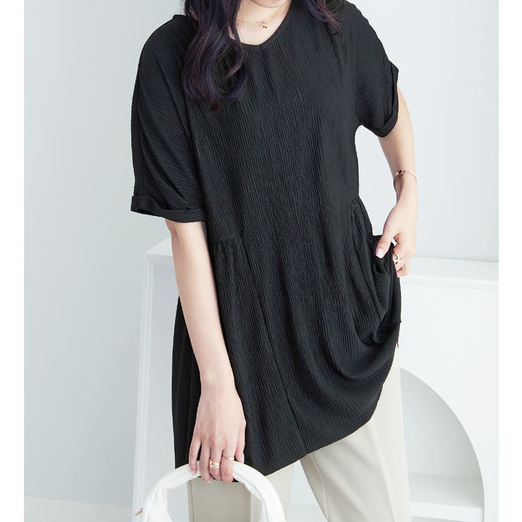 楊柳カットソーギャザーチュニック | alotta | 詳細画像2 