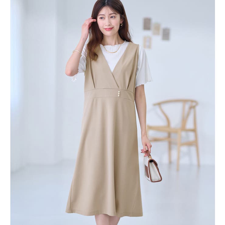 グレージュ | カシュクールデザインジャンパースカート | alotta