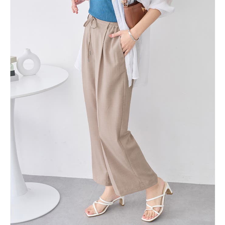 麻調素材ウエストリボンワイドパンツ | alotta | 詳細画像12 