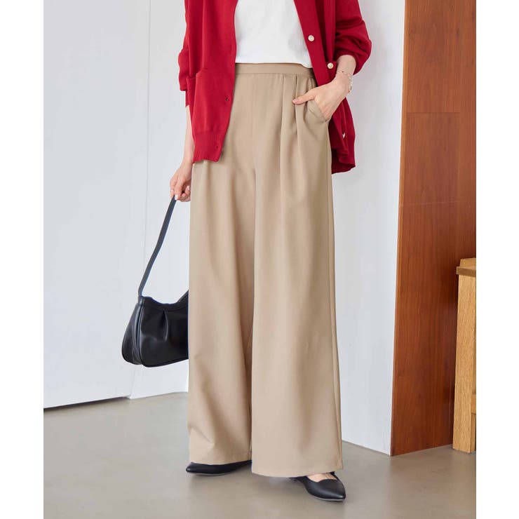 ライトベージュ | とろみ２タックワイドパンツ | Viola e Viola