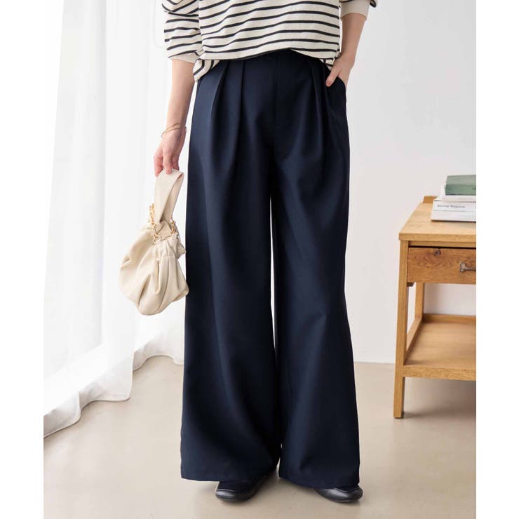 ネイビー | とろみ２タックワイドパンツ | Viola e Viola