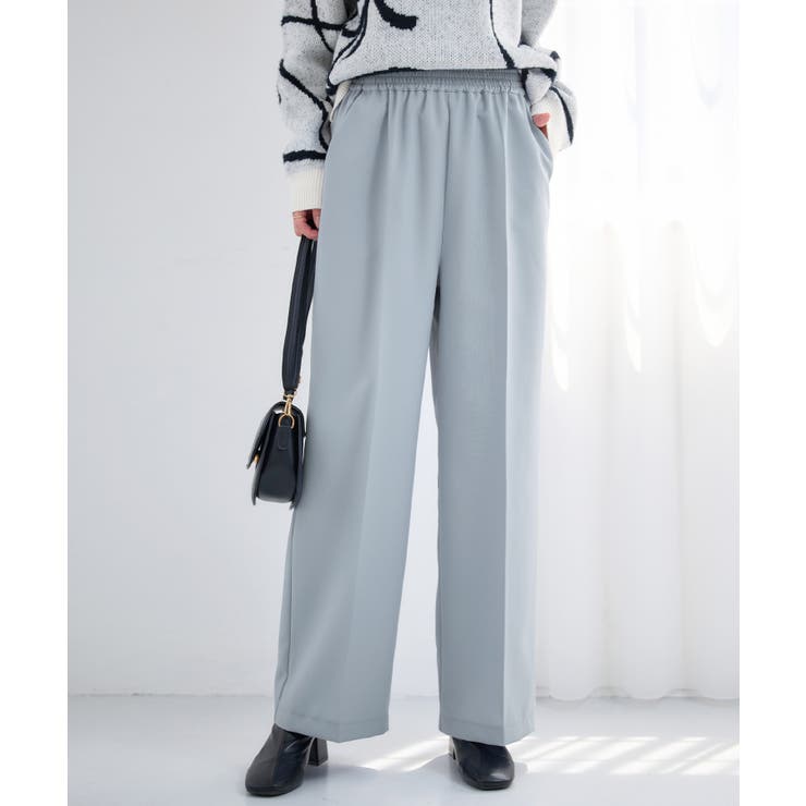 ライトブルー | ウエストシャーリングとろみワイドパンツ | alotta