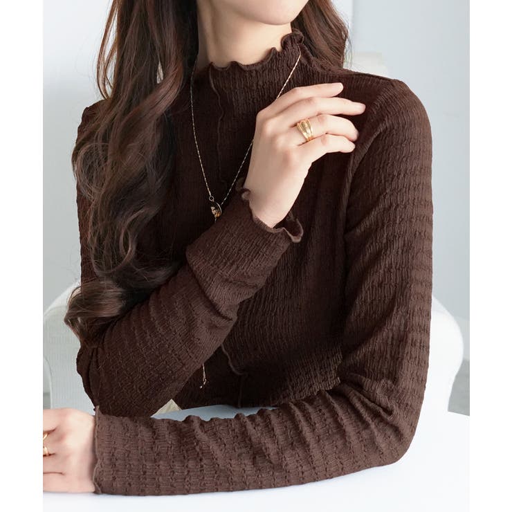 ブラウン | カットジャガードプチハイネックプルオーバ | alotta