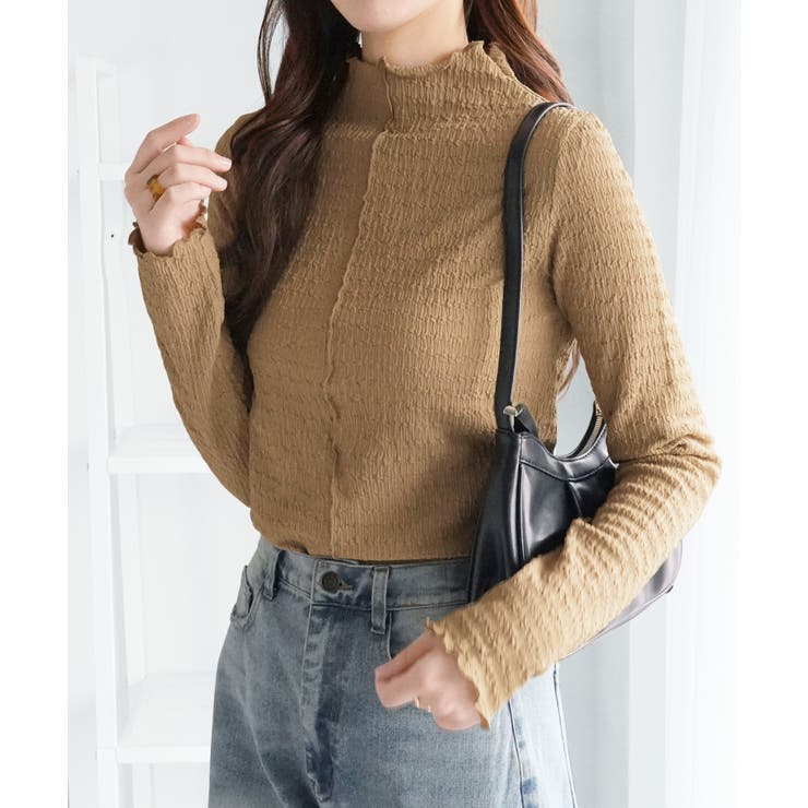 グレージュ | カットジャガードプチハイネックプルオーバ | alotta